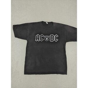 Vintage AC DC Oakland Raiders Shirt Mens Large Black NFL Football Jack Del Rio
